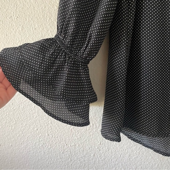 Counterparts Polka Dot Blouse Women’s S Black White Ruffle Corporate Office Chic - Picture 6 of 12